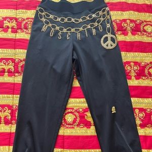 Moschino H&M jersey black gold sequin sweatpants size 36 S Italian size